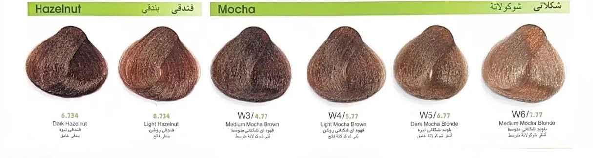 رنگ موی طبیعی سری طلایی - فندقی-شکلاتی